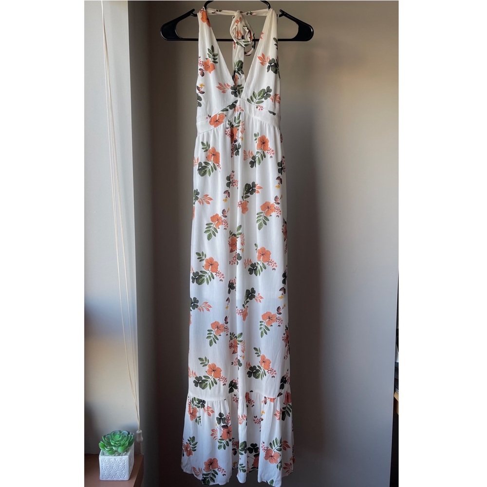 Floral Maxi Dress with Halter Neck